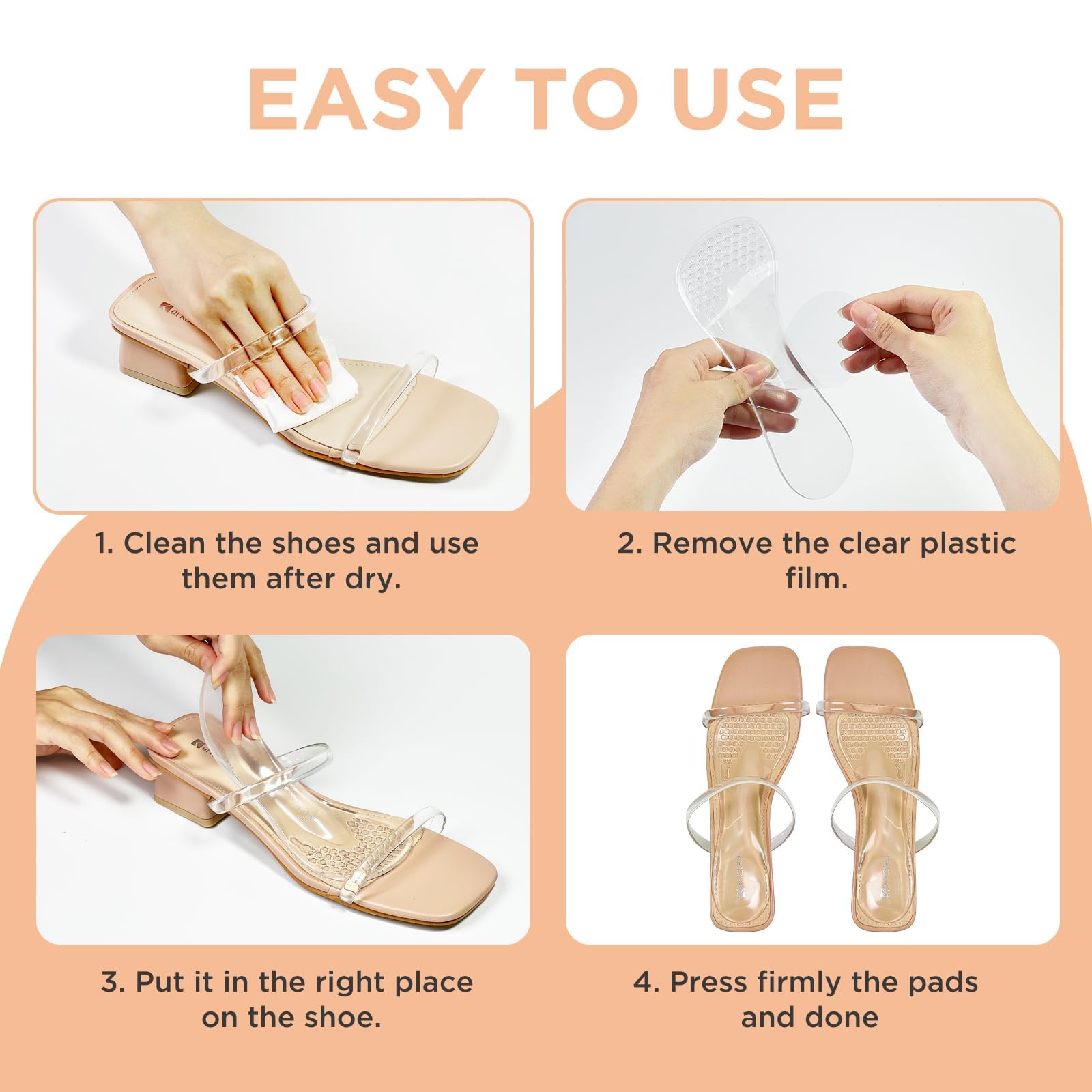 2 Paia Solette In Gel Per Tacchi Alti, Solette Gel Donna, Soletta Scarpe Donna, Supporto Per Arco, Adatto A Scarpe Eleganti, Sandali, Stivali Bassi E Tacchi Alti, Trasparente
