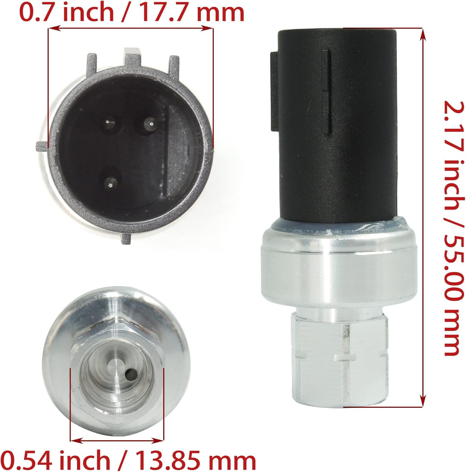 HiSport A/C Pressure Switch Sensor - Air Conditioner Clutch Pressure Sensor Switch Compatible with Ford Expedition Lincoln Mazda, 12V 10A 4P Air Conditioning Compressor Relays 12088567