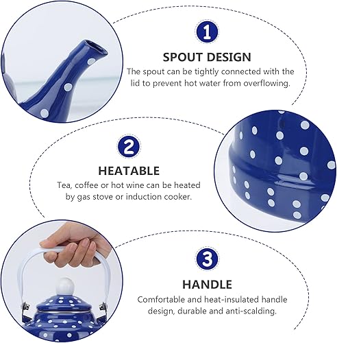 Miniatura 4 de Tetera interior esmaltada japonesa, hervidor silbante para inducción de estufa, capacidad de 1.7 L