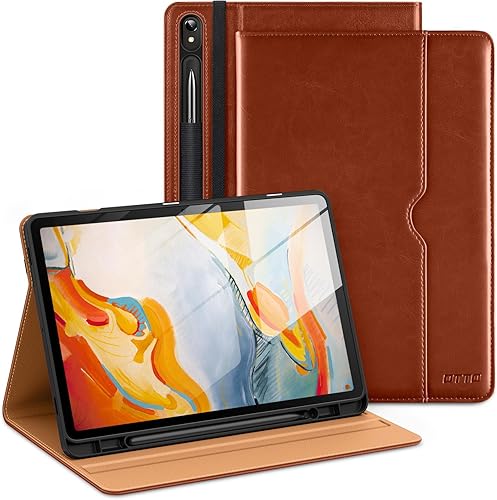 DTTO Funda de cuero prémium con soporte para S-Pen para Samsung Galaxy Tab S9, versión 2023 SM-X710X716BX718U, con soporte para S-Pen y apagado