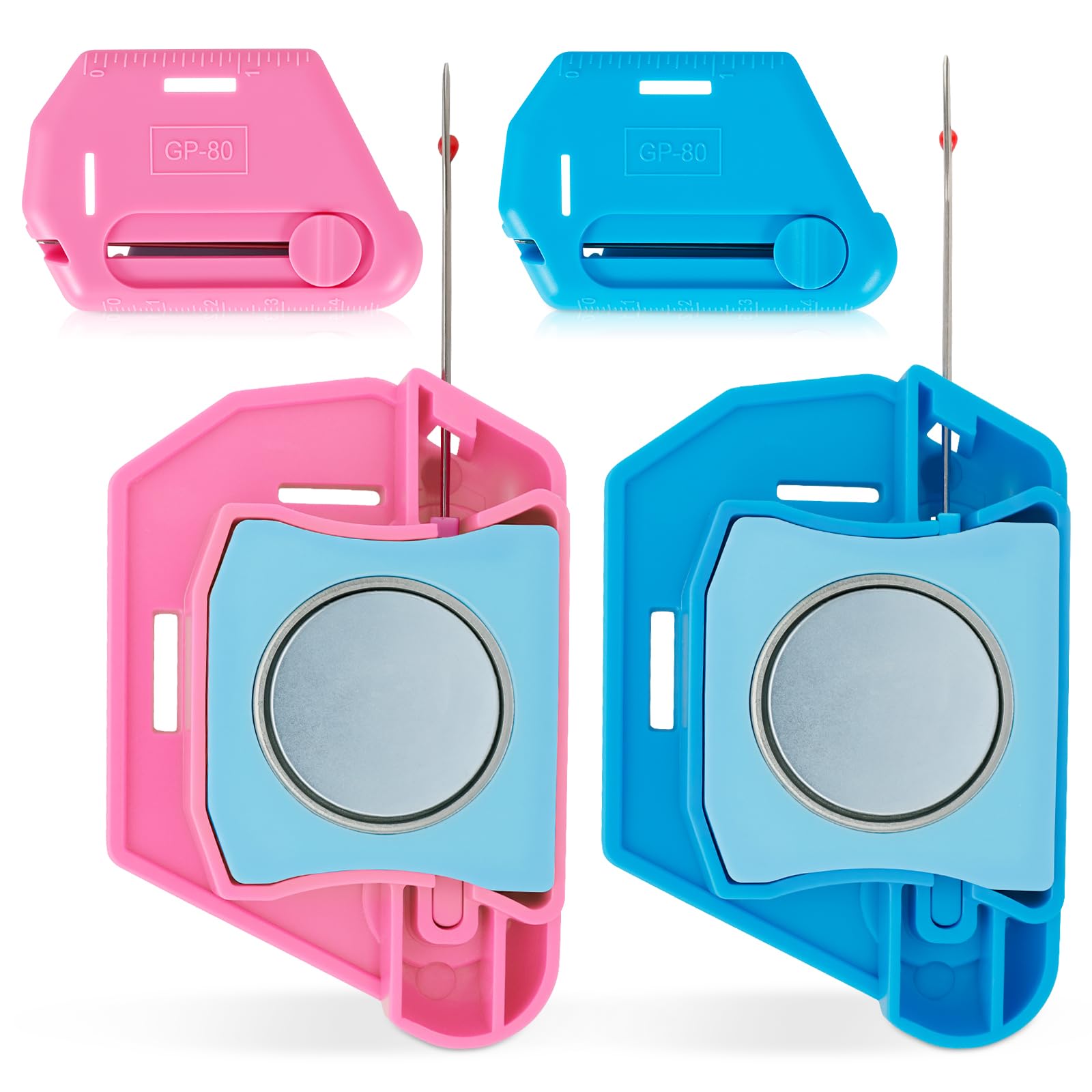4Pcs Magnetic Seam Guide for Sewing Machine, Universal Polygonal Magnetic Guide with Seam Rippers and Scale, Multifunctional Measuring Tool for Sewing Accessories