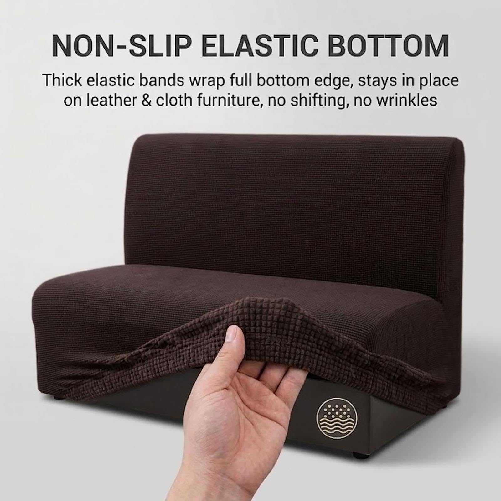 Funda Elástica Para Sillón Sin Brazos Patrón De Cuadros Con Fondo Elástico