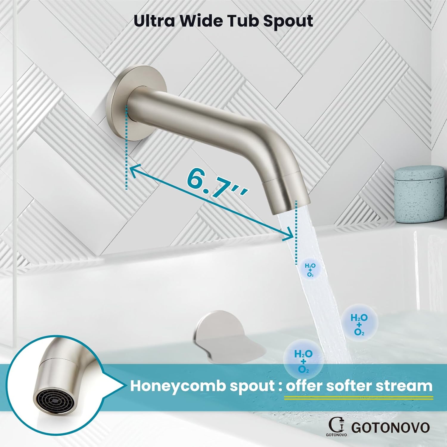 gotonovo Shower System with Tub Spout Wall Mount 3 Function Rough-in Valve Bathtub Shower Faucets Set Complete Rain 10 Inch Round Showerhead Trim Kit Combo, Round Handheld, Brushed Nickel