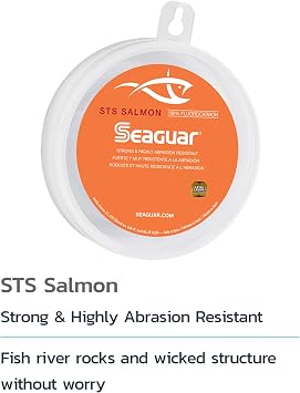 Seaguar STS Salmon 100% Fluorocarbon Fishing Line Leader, 100yd Spool, Clear, Multiple Sizes
