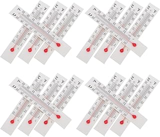 30pcs Mini Glass Thermometer - °C/°F Dual Scale Thermometer with Glass Tube On Paper Card - Temperature Gauge Strip for School Science Experiments DIY Projects