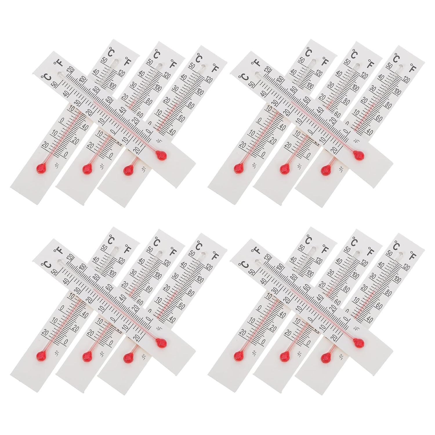 30pcs Mini Glass Thermometer - °C/°F Dual Scale Thermometer with Glass Tube On Paper Card - Temperature Gauge Strip for School Science Experiments DIY Projects