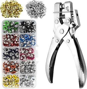 BGTXINGI 300 Sets 10 Colors 1/5 inch Multi-Color Metal Eyelets Grommets Kit with 1Pcs Hole Punch Pliers with 100Pcs Gold Grommets and 300pcs Gasket for Leather Canvas Shoes Belts Bags Crafts