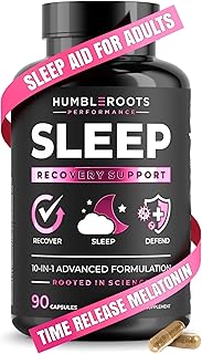 Extra Strength Sleep Aid for Adults with Extended Release MicroActive Melatonin, Ashwagandha, L-Theanine, & 7 Additional All-Natural Ingredients | Advanced Recovery Supplement (90 Capsules)