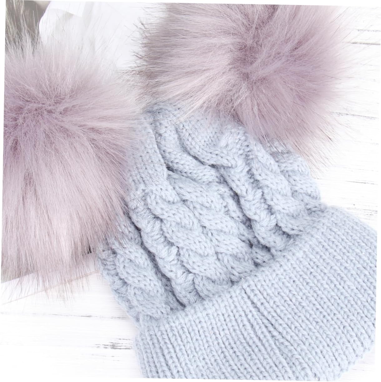CALLARON 2pcs Double Pom Pom Beanie Infant Hat Unsex Beanie Hat Kids Warm Beanie Hats Kids Pompom Beanie