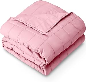 Bare Home Weighted Blanket Twin or Full Size 10lb (40" x 60") for Kids - All-Natural 100% Cotton - Premium Heavy Blanket Nontoxic Glass Beads (Light Pink, 40"x60")