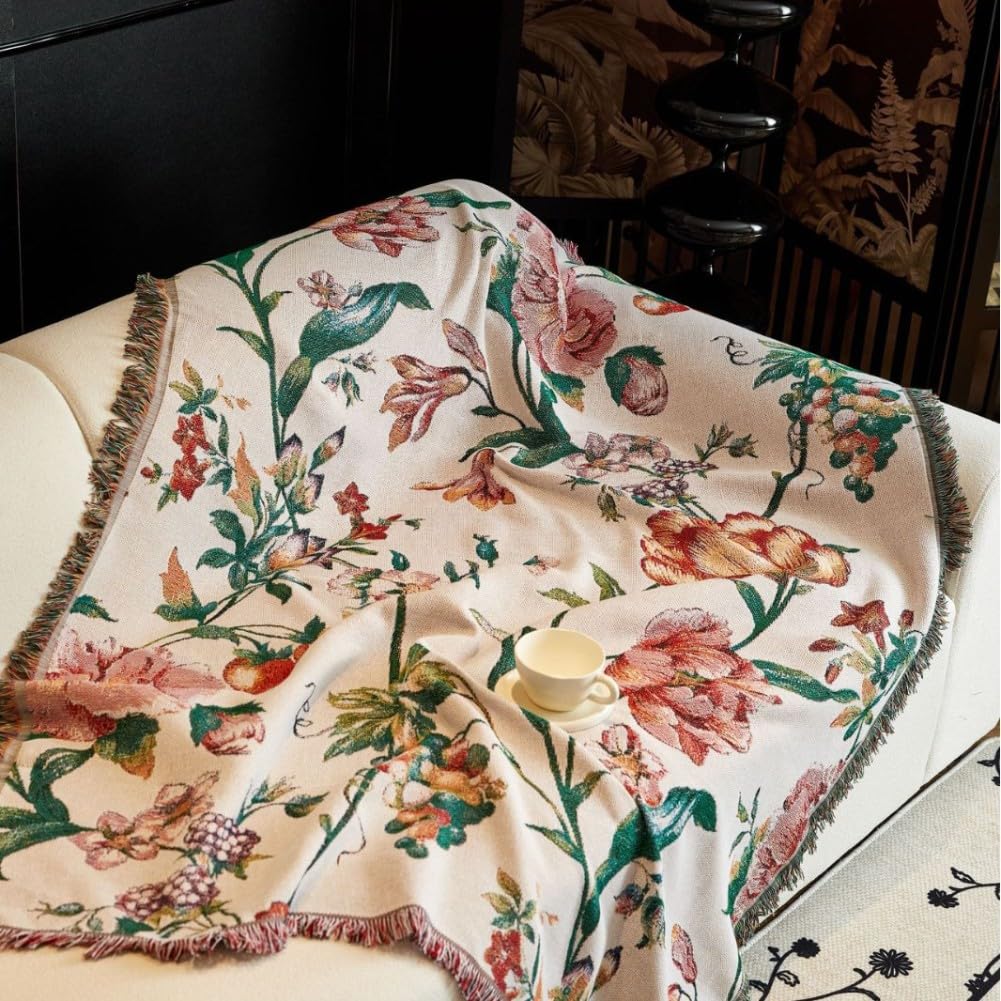 Housse de canapé jacquard de style bohème chic avec glands