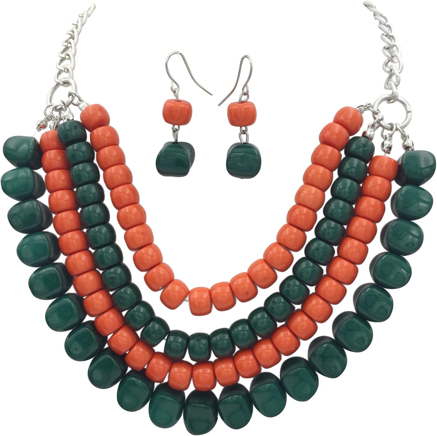 Gypsy Jewels 4 Row Layered Bib Beaded Statement Necklace & Earrings Set