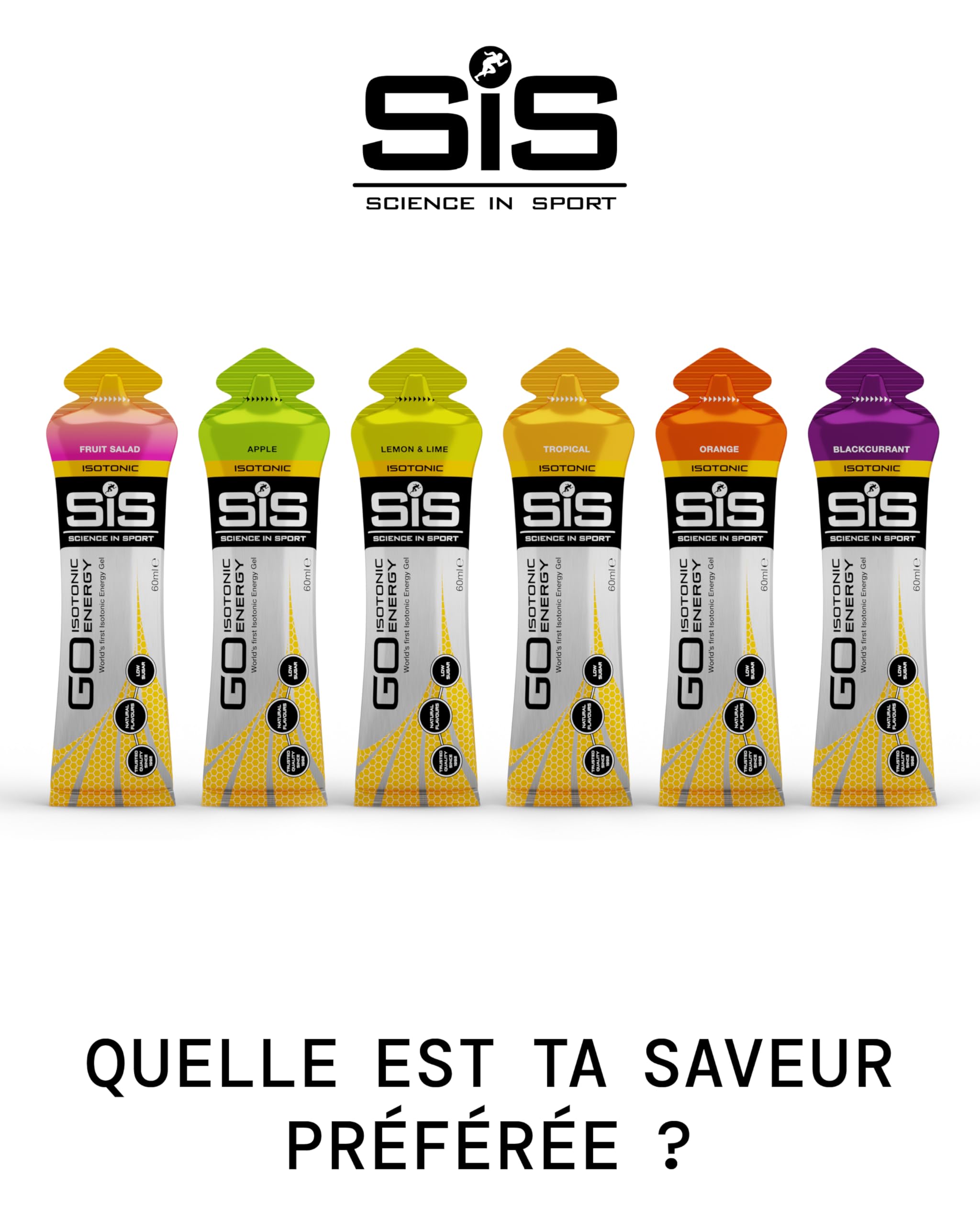 Science in Sport GO Isotonic Energy Gel 30x60ml Grosella negra, Vegano - Formulación isotónica con 22g de carbohidratos, Buen aporte de energía, Alternativa ideal a las bebidas isotónicas