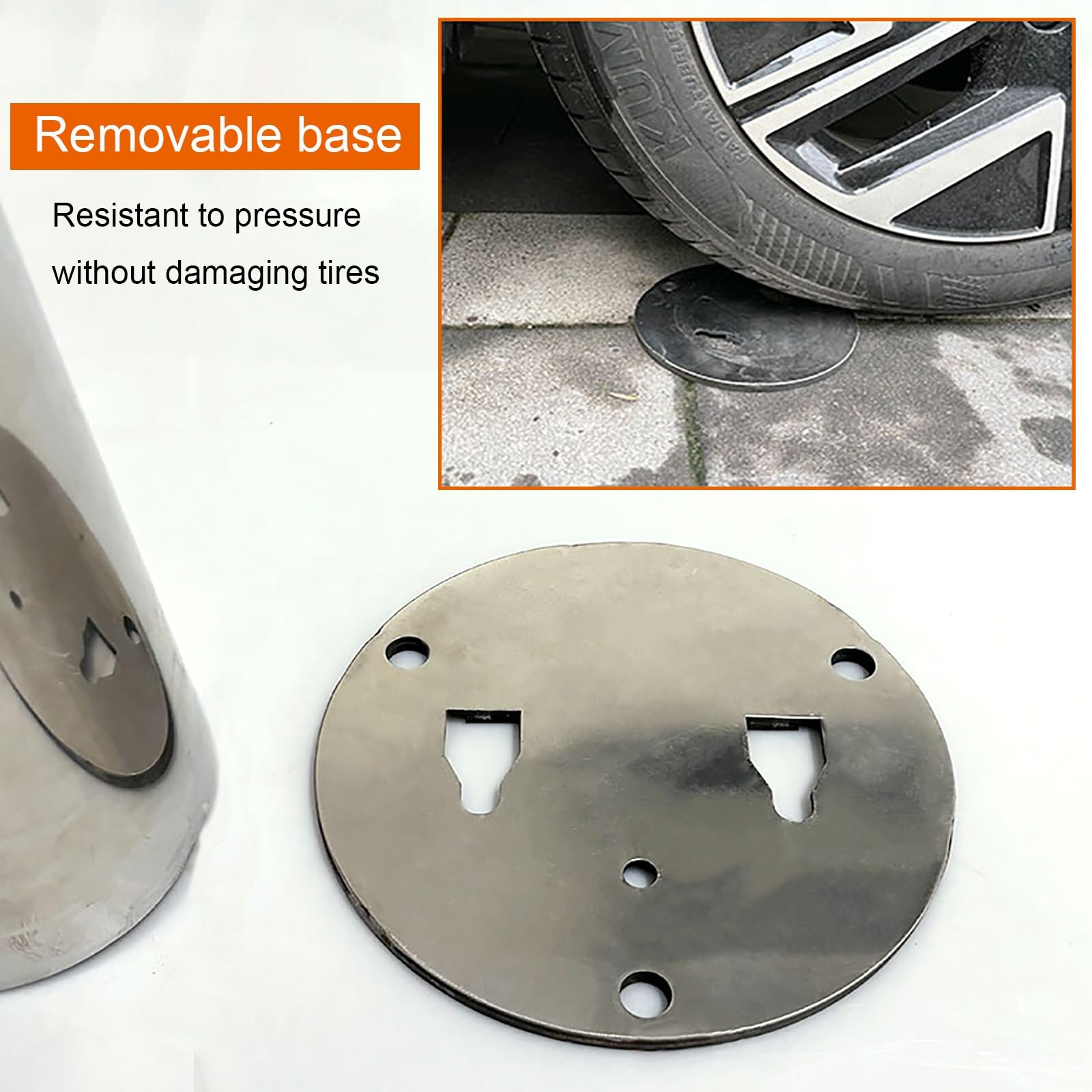 Sicherheitspoller, Absperrpfosten Mit Reflexstreifen, Parkplatzsperre Pfosten, Rammschutz-Poller, Aus Edelstahl, Geeignet Für Verkehrskontrolle Und Menschenmengenmanagement(Silver (2pcs))