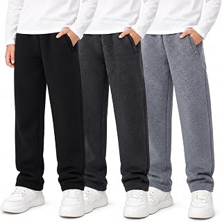 Boys Sweatpants Fleece Lined Pants Athletic Joggers with 3 Pockets