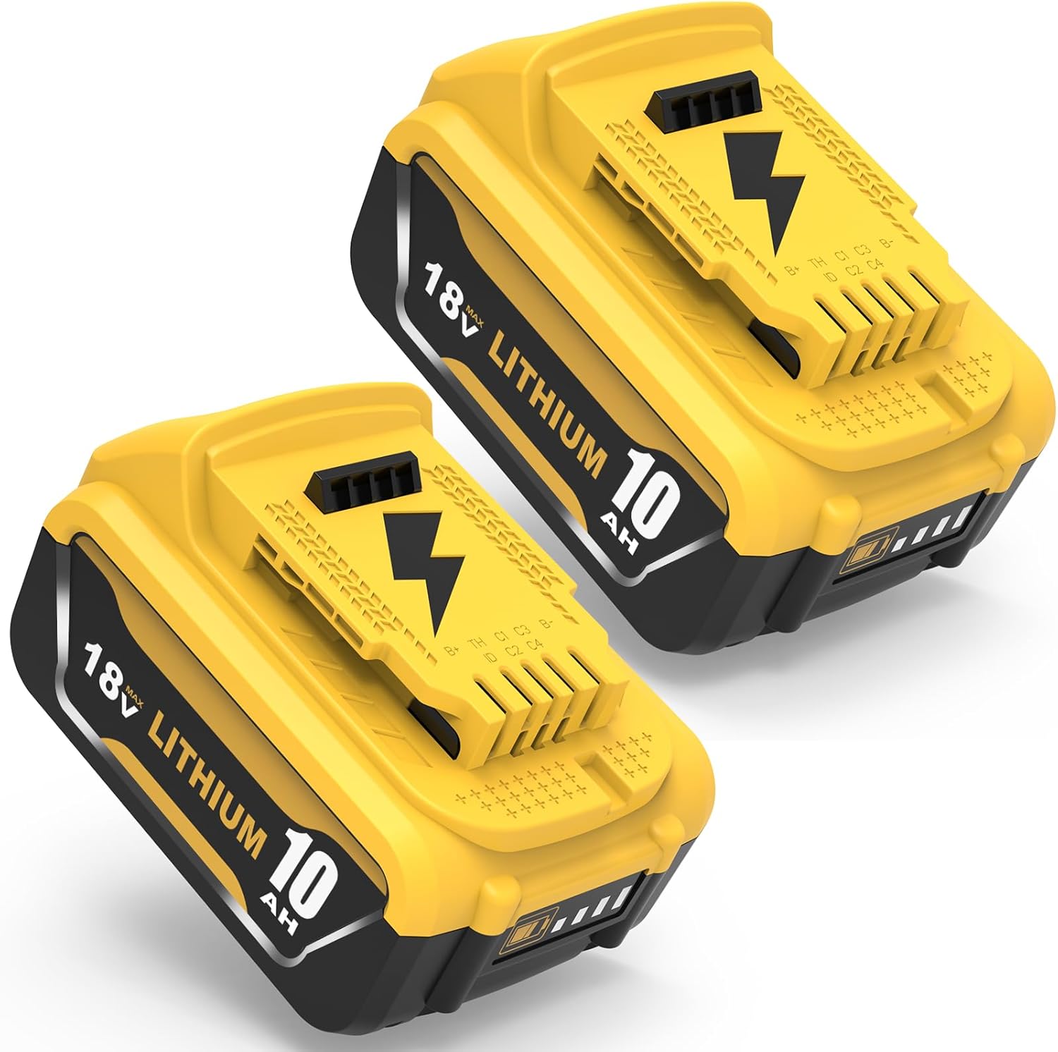 4pcs 5000mAh Remplacement pour Dewalt Batterie 18V DCB180 DCB181 DCB182 DCB184 DCB200 DCB201 DCB204 avec indicateur LED — vue 10