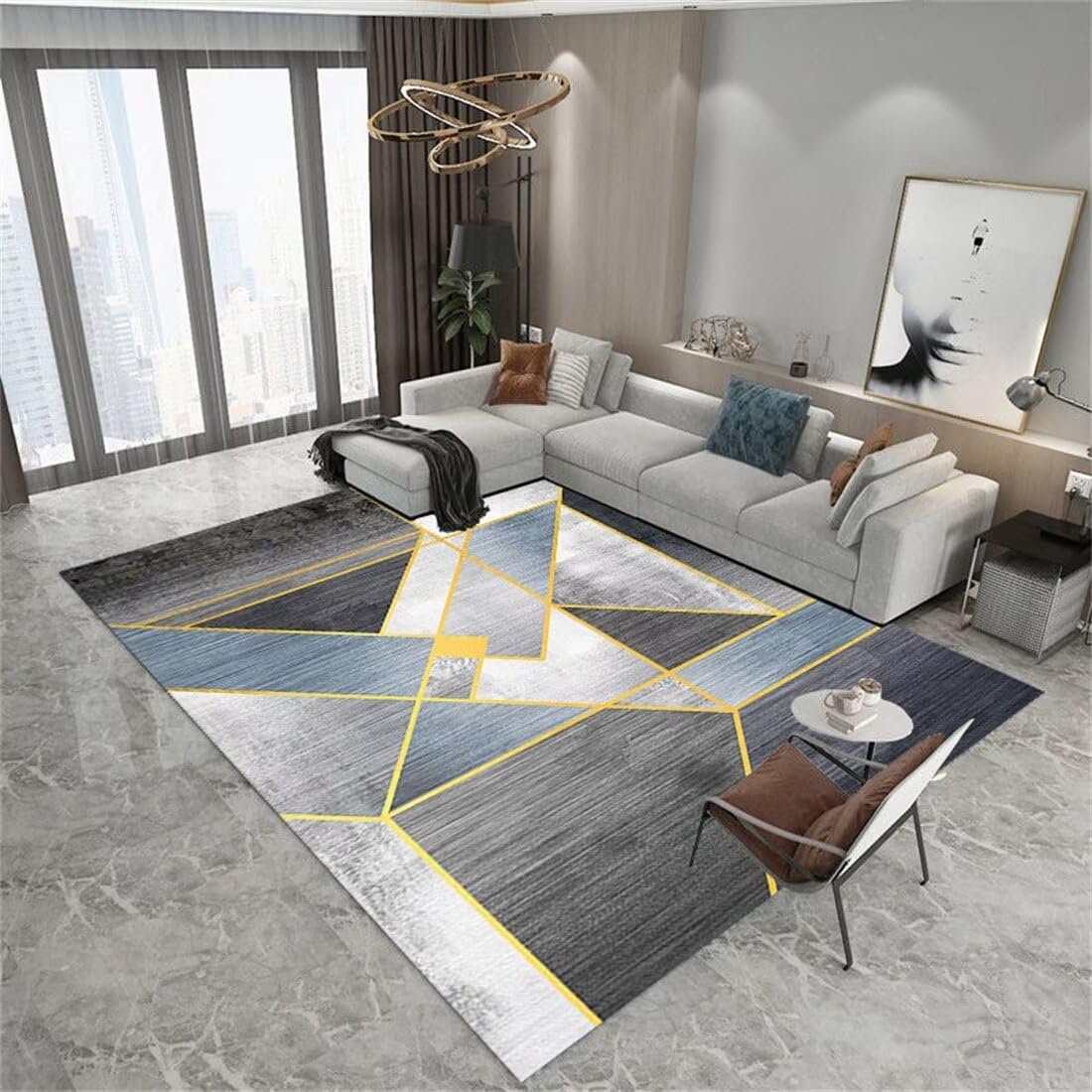 Moquette chambre 140x200cm déco maison moderne et tapis géométrique