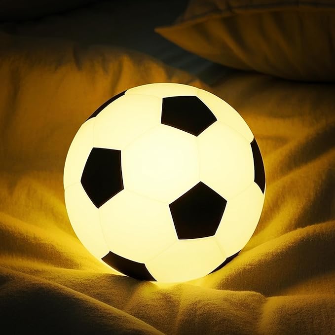 TechCharm Soccer Night Light for Kids Rechargeable LED Touch Control Silicone Night Lamp,Nursery Night Lights,Glowing Football Gift for Boys,Home Decor Birthday Christmas Gifts for Kids