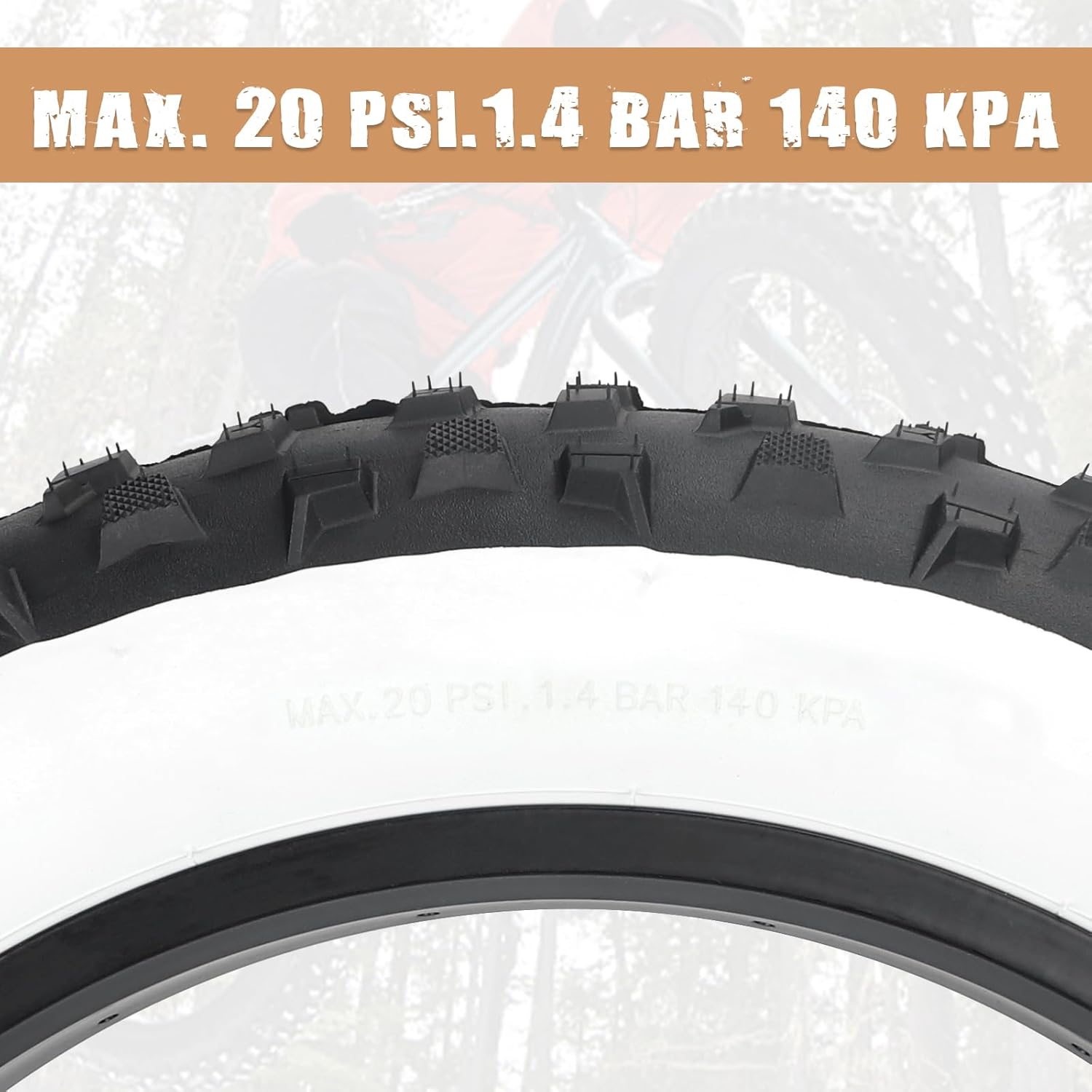 2 Pack 20x4 (98-406) All-Terrain Bike Tires Heavy Duty, Large Knobby Tread for Electric Bikes, Beach Cruisers Snow Bikes for Gravel Mountain Rocky Trails