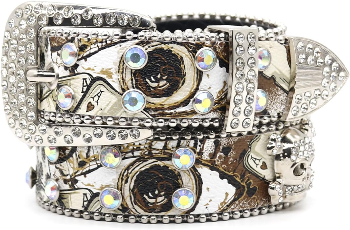 Bling Rhinestone Studded Belt for Men Women Sparkle Diamond Metal Skull Head Waist Band Western Eye Graffiti Belt(105cm/41, Purple)