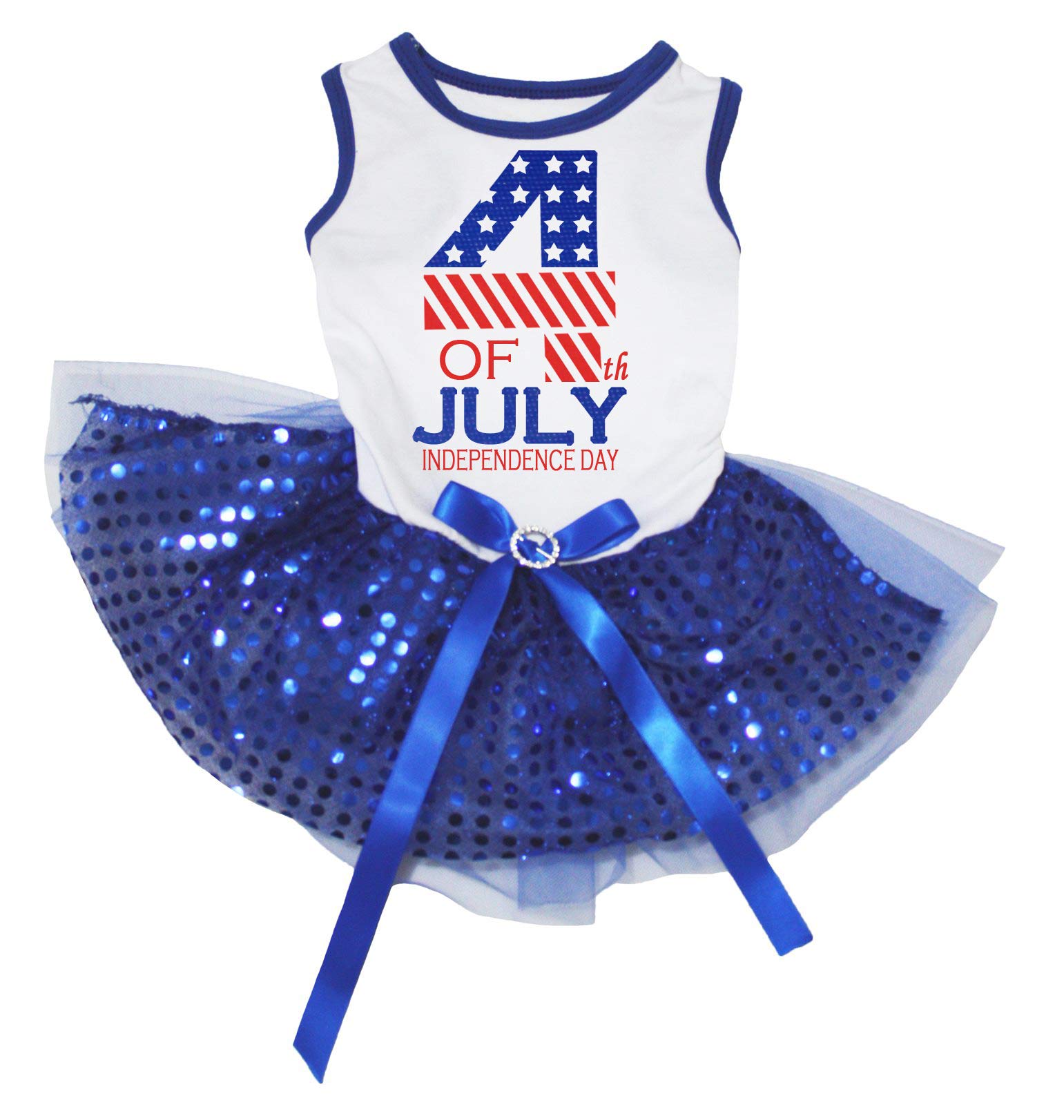 Robe pour chien pailletée blanche et bleue : parfait pour les barbecues