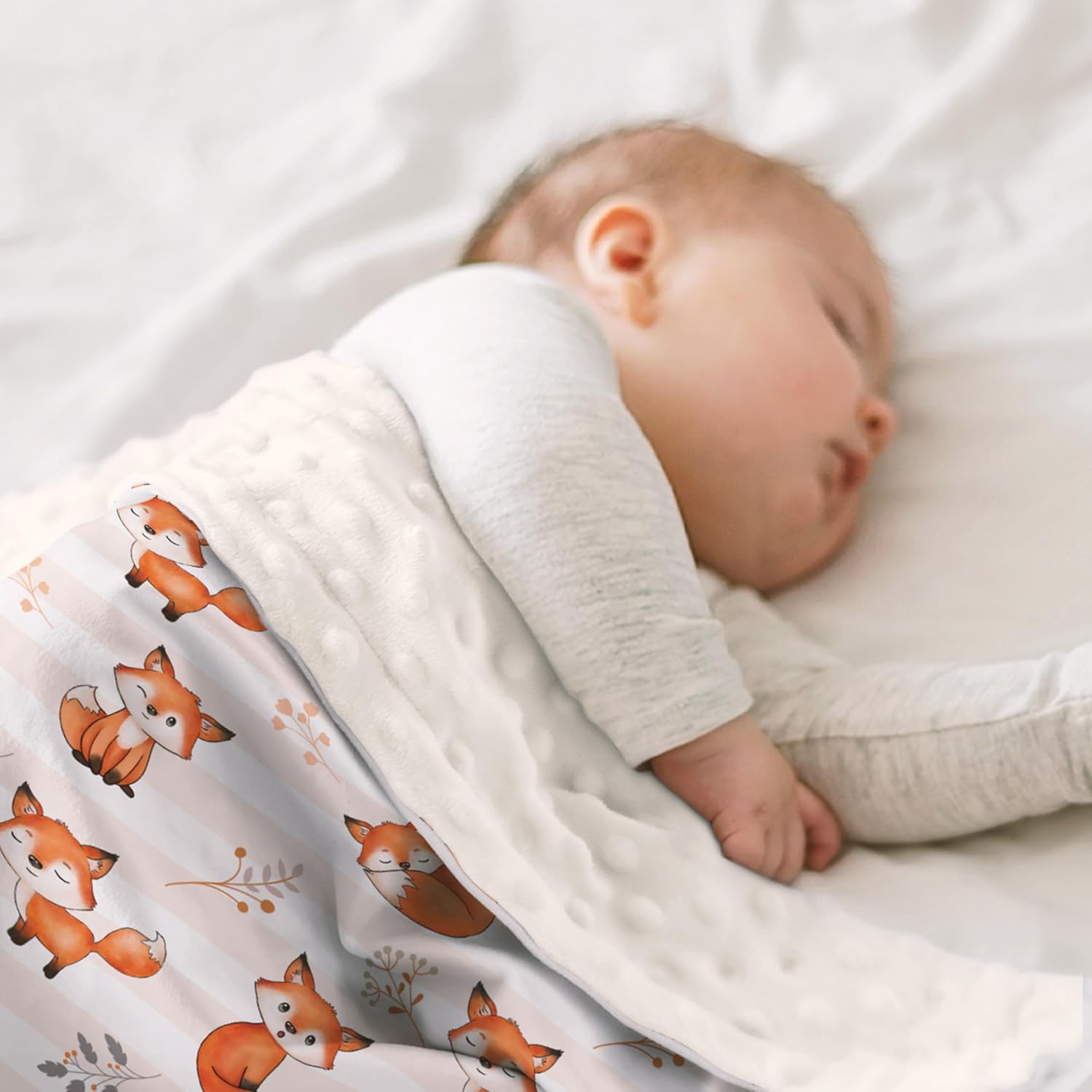 Fox Kid Blankets for Girl Boy - 30 x 40 Minky Blanket with Double Layer Dotted Backing - Shower Gifts for Nursery - Image 7