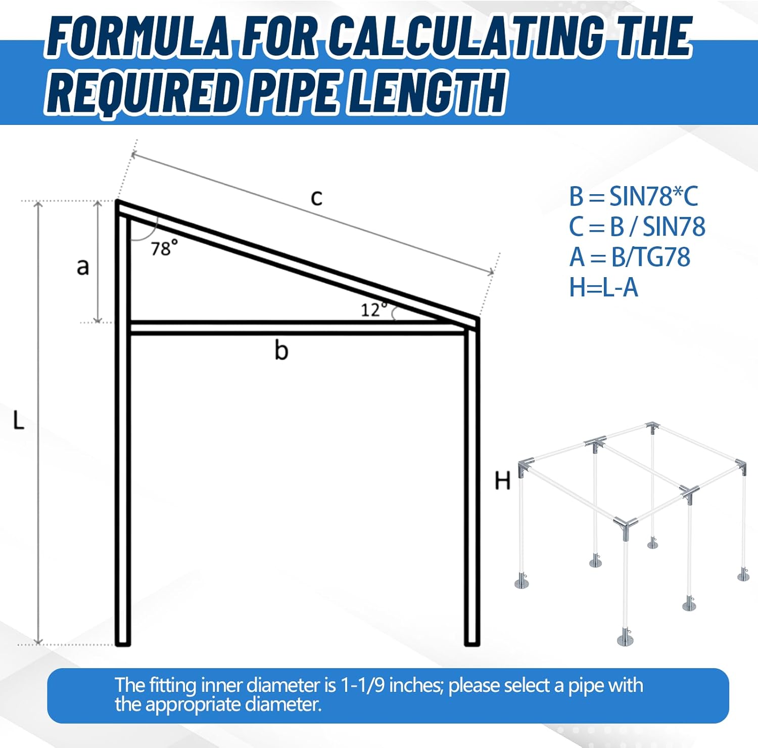 Frienda 8-Leg Lean-to Canopy Fittings for under 1-3/8" Pipes, 16 Pcs Lean to Carport Frame Connectors Kit DIY Project for Slant Roof Carport, Shed, Gazebo, Greenhouse, Shelter Deck, Pipes Not Included