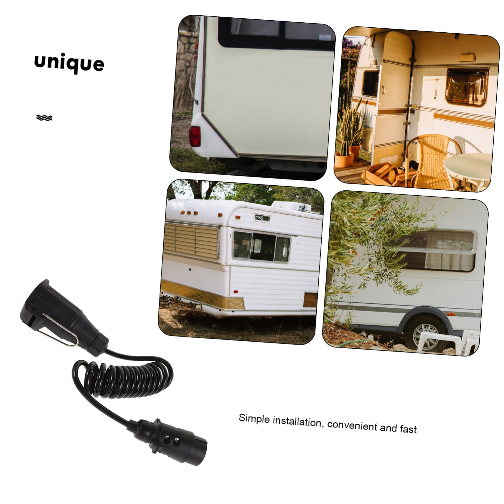 Alipis Poliger Anhängerstecker Polige Steckdose Spiralkabel Verlängerungskabel für Wohnwagen und Bootsanhänger Robustes Kabelbaum Adapter Tangle Resistent Kompatibel mit Wohnmobil und