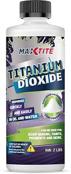 MAXTITE Titanium Dioxide 2 lbs - 99.9% Pure TiO2 - Natural pH Neutral Mineral for Brightening & Whitening - HDPE Container w/Resealable Child Resistant Cap