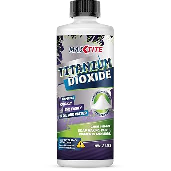 MAXTITE Titanium Dioxide 2 lbs - 99.9% Pure TiO2 - Natural pH Neutral Mineral for Brightening & Whitening - HDPE Container w/Resealable Child Resistant Cap