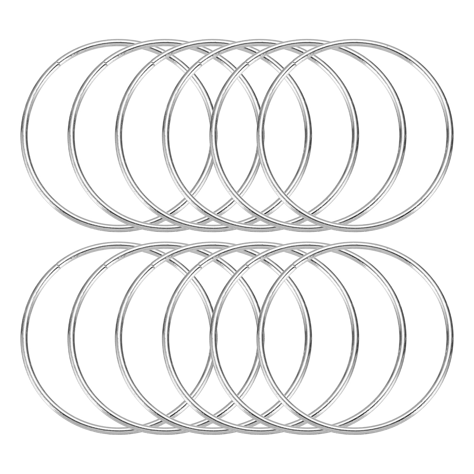 sourcing map 12 Pcs Dream Catcher Rings,Metal Crafts Hoops Floral Hoop 2.8 Inch Macrame Hoops Rings for DIY Crafts Wreath Making Supplies Plant Hangers,Silver