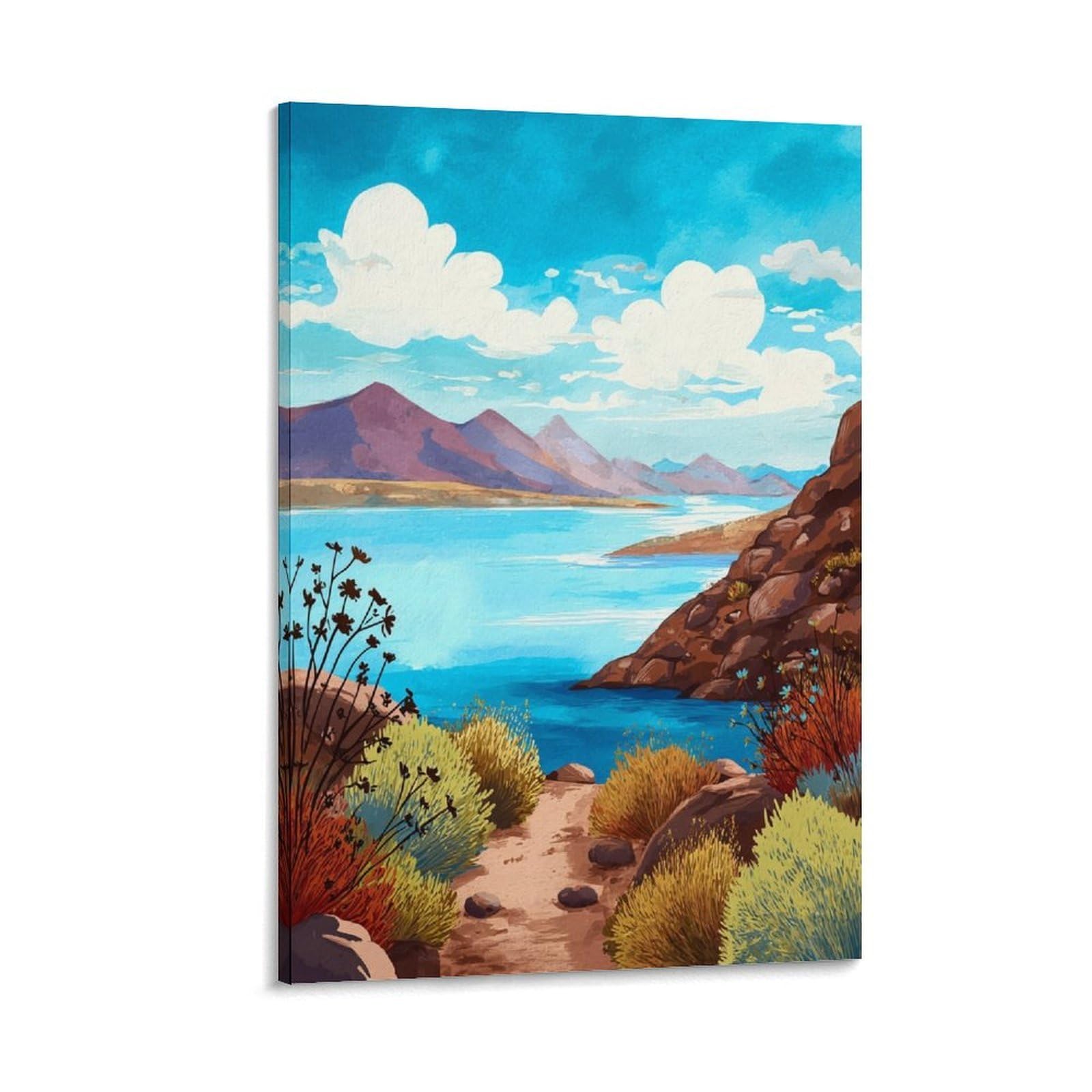Bartlett Lake Poster 20x30inch(50x75cm) Vintage Watercolor Canvas Art