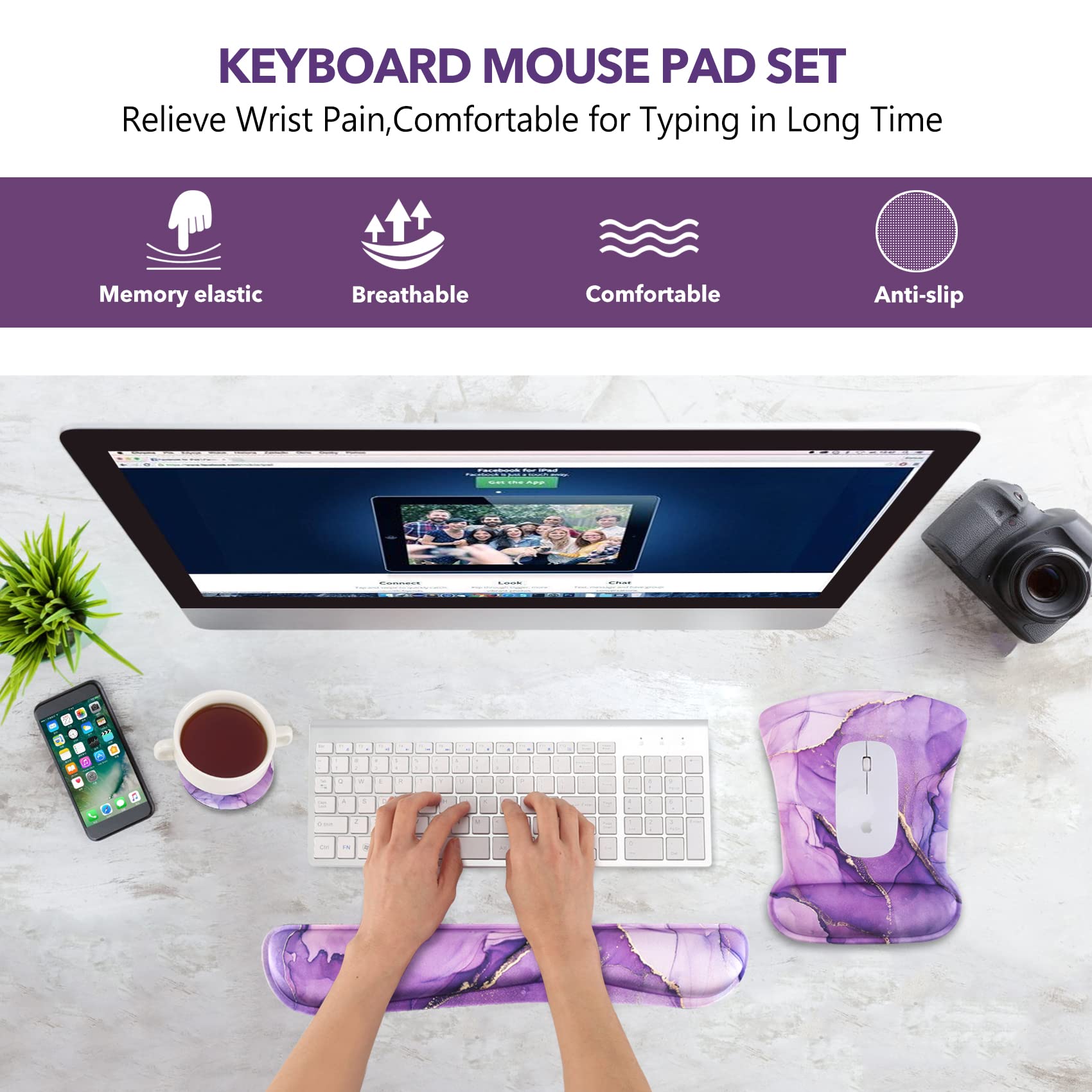 AIMSA Ergonomic Wrist Rest & Mouse Pad - Pain Relief -2