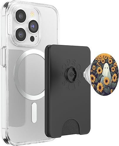 Miniatura 9 de Retro Ghost Girasol Diseño Floral Halloween Mujeres Graphic PopSockets PopGrip Estándar