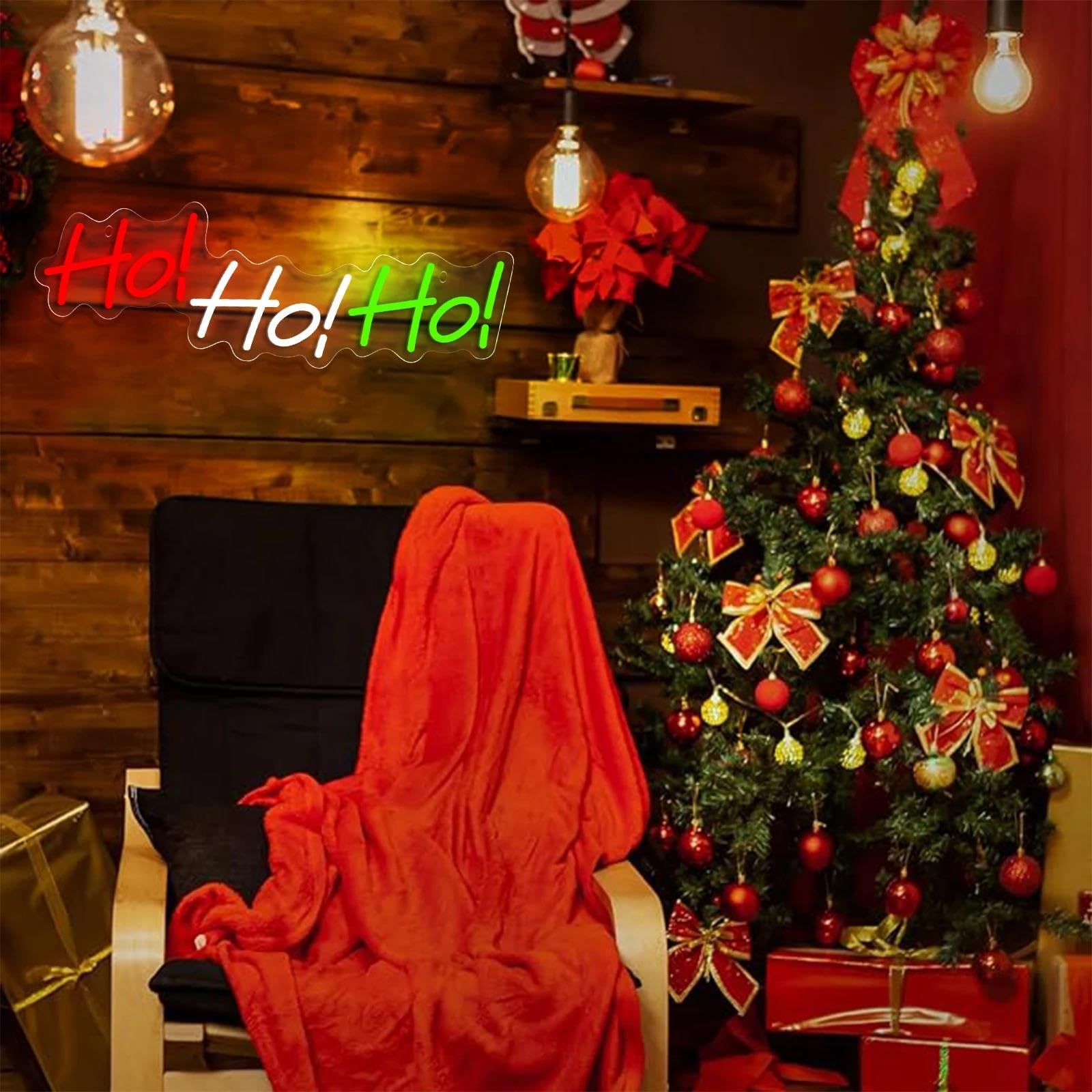 Luz de Diseño de Digital Letrero De Neón LED HO, HO, HO, Luz De Decoración De Pared Alimentada Por USB Para Dormitorio, Bar, Sala De Juegos, Fiesta, 12.5cmx40cm