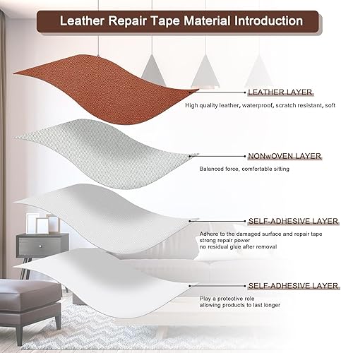 Miniatura 113 de Cinta de parche de reparación de cuero para sofá, sofá autoadhesivo grande, asiento de automóvil, silla de oficina, muebles de cuero, kit de parches