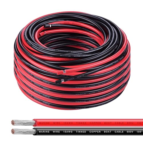 Miniatura 11 de Cable de calibre 6, iGreely 10 pies negro y 10 pies rojo 6 AWG cable eléctrico de cobre estañado, 2 cables aislados de un solo conductor trenzado