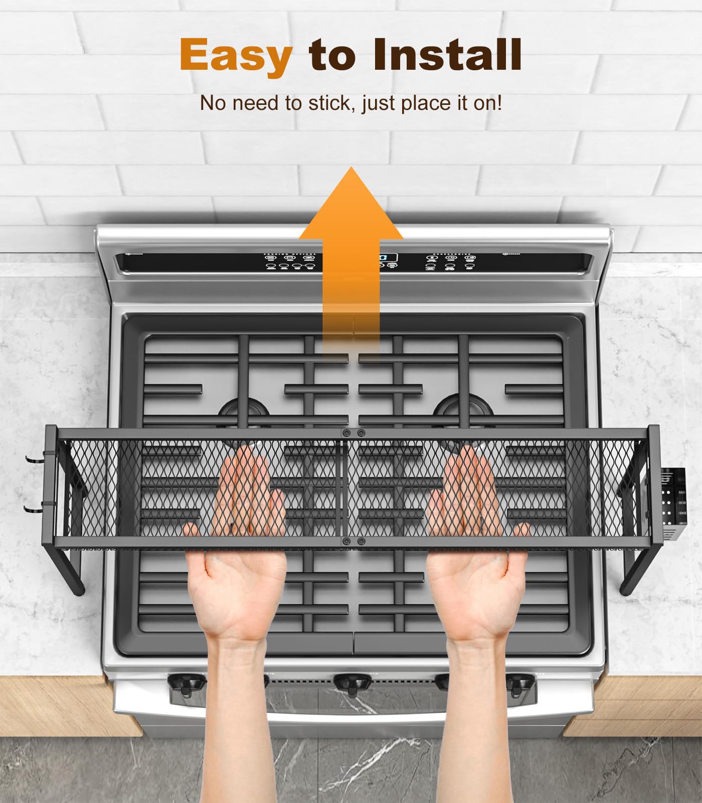 Stove Top Shelf - 5 Level Adjustable, Black -6 Stove Top Shelf - 5 Level Adjustable, Black -6