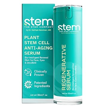 STEM Natural Intelligence Anti-Aging Plant Stem Cell for Serum for Face, Hyaluronic Acid, Gluconolactone & Glycoproteins, Exosome-Inspired, Peptide-Like Skin Tightening & Firming Formula, 1oz