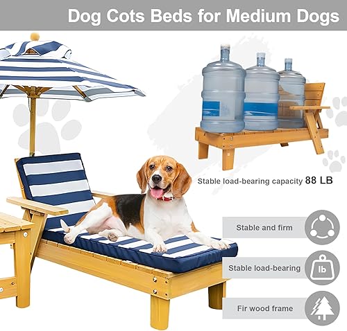 Miniatura 5 de Cama elevada para perros grandes con toldo impermeable  Tumbona para mascotas para interiores y exteriores para patio trasero, piscina, playa  Cojín