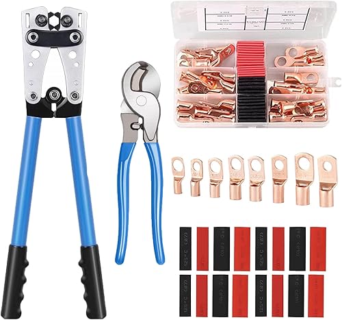 Herramienta de prensado de lengüetas de batería, herramienta de prensado de cables de batería, incluye 1 crimpadora de terminales de batería, 1