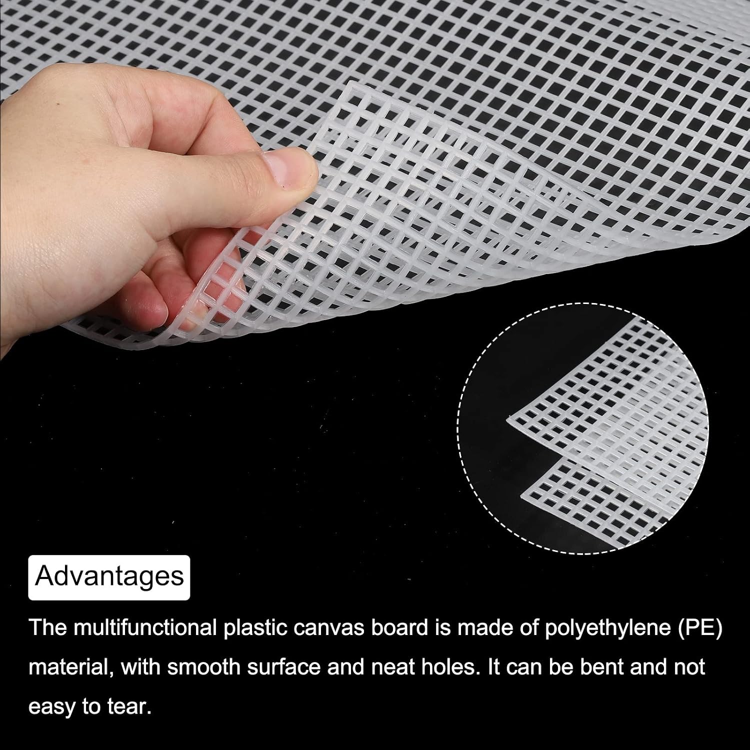 MECCANIXITY Plastic Mesh Canvas Sheet 50x33cm/20x13inch White Blank Canvas Rectangle 4mm Hole for Embroidery Needlepoint, Knit Crochet Mesh, Pack of 2
