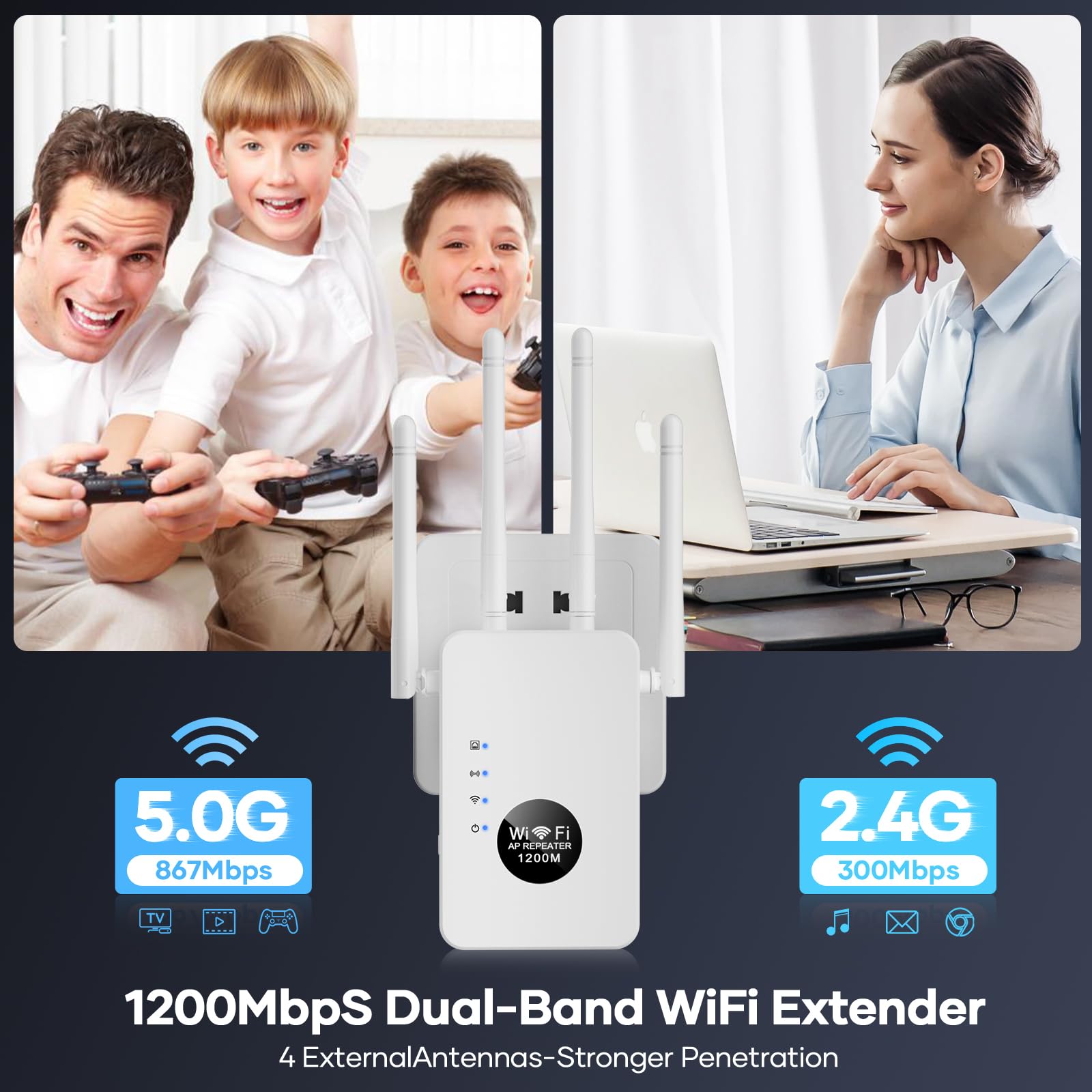 Newnik Wifi Extender Manual WiFi Extender Booster, 1200Mbps