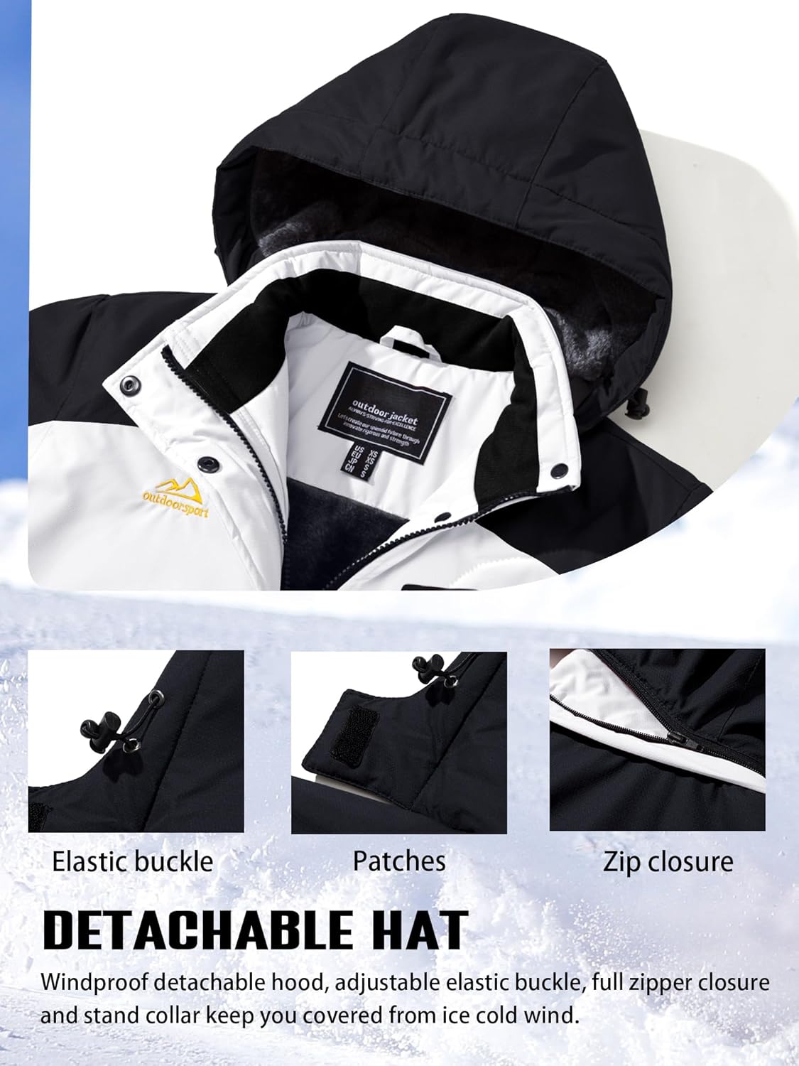 TACVASEN Women's Winter Jacket Waterproof Ski Jackets Snow Coat Warm Fleece Rain Jacket with Hood Windbreaker - Image 5