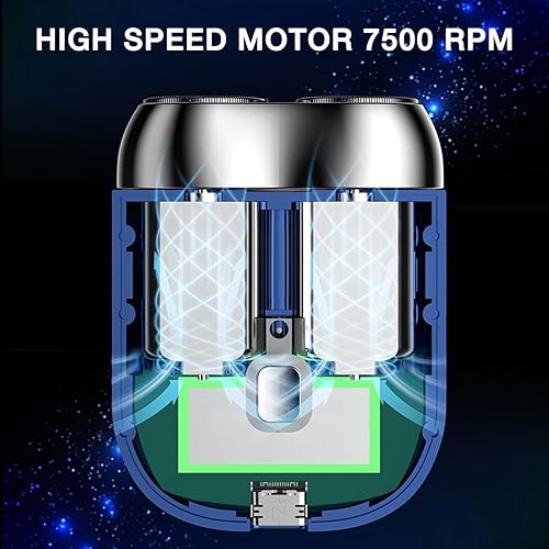 Miniatura 7 de Mini afeitadora eléctrica de doble cabeza, mini maquinilla de afeitar eléctrica portátil, tamaño de bolsillo, lavable, afeitadora eléctrica compacta