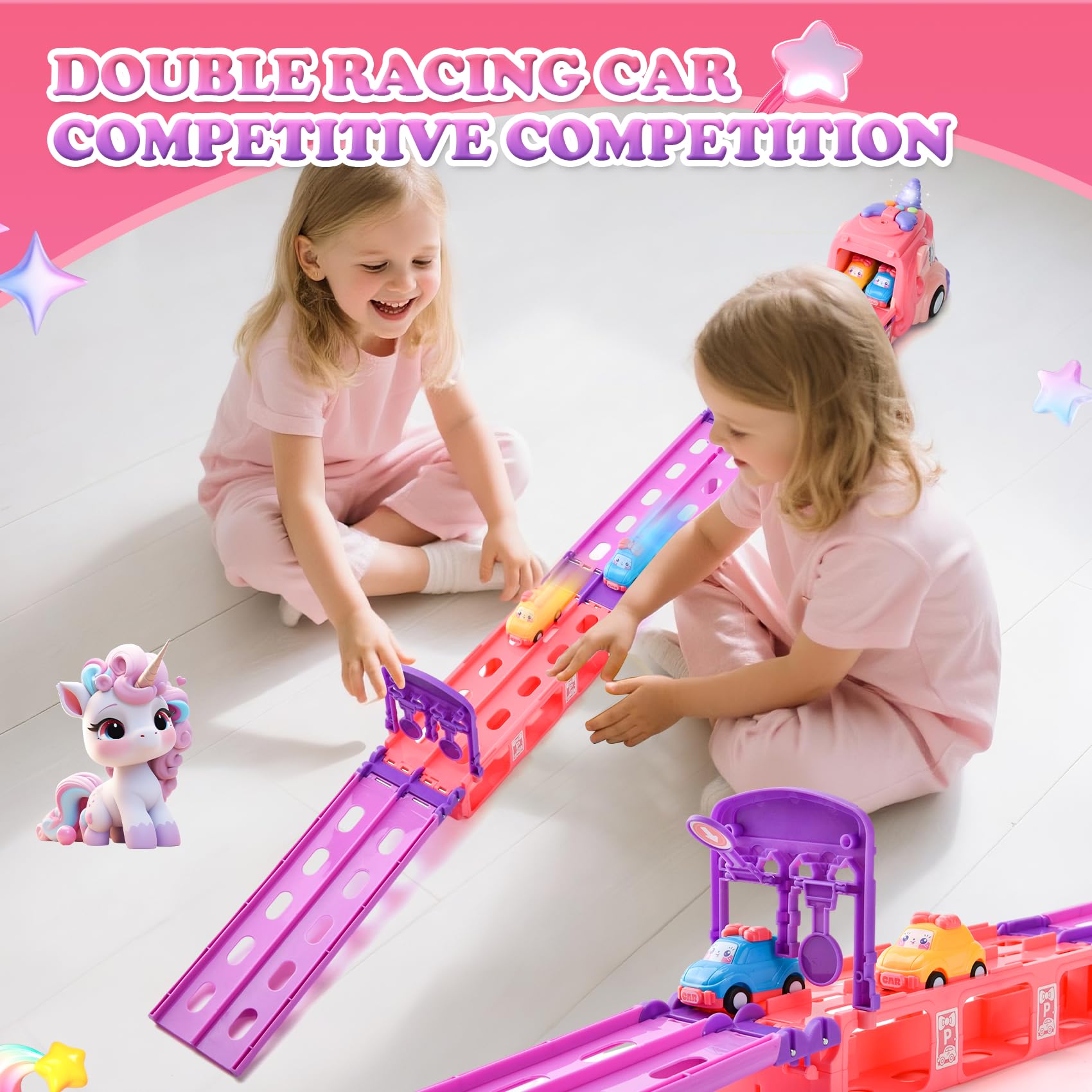 Giocattolo per auto per bambini dai 2 ai 6 anni, con 6 auto giocattolo, luce e musica, camion giocattolo, dai 2 anni (A)