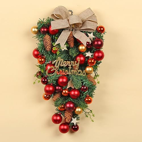 Miniatura 4 de Ochine Corona de Navidad para colgar en la pared, adorno artificial de lágrima de Navidad para puerta delantera, guirnalda decorativa para regalo de