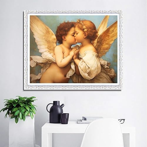 Miniatura 3 de LXTONG Kit de arte de diamantes de ángel para bebé, 5D con taladro redondo completo con alas para bebé, pintura por números, pintura de diamantes de