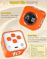 Vista 4 de Digital Pomodoro Timer Cube 5/10/25/50min, Visual Productivity Flip Timer for Kids Classroom Desk, Custom Countdown, Silent and Sound Mode for ADHD