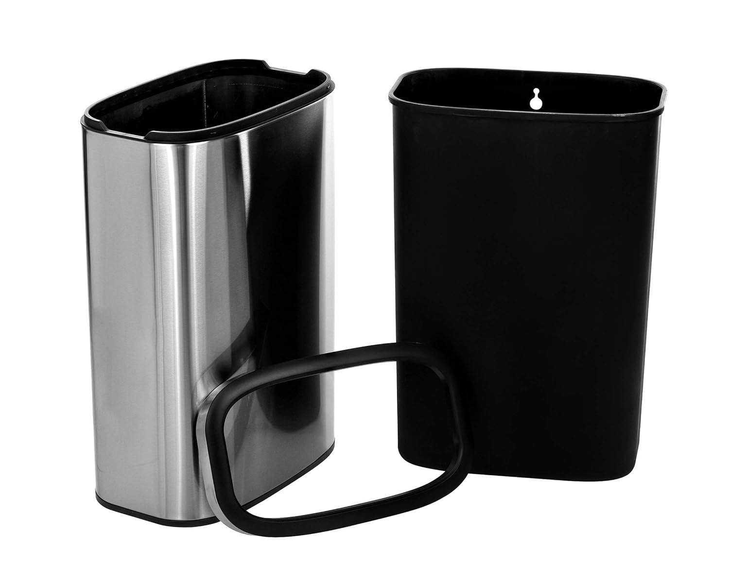 Free Shipping 🛒 Alpine Industries 40 L / 10.5 Gal Stainless Steel Slim Open Trash Can - Compact Garbage Bin - Wide Access Top Slender Durable Receptacle with Sturdy Plastic Liner